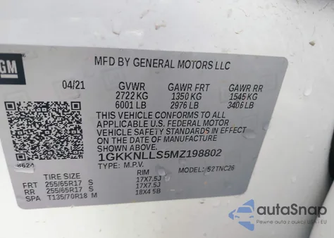 2021 GMC Acadia Awd At4 from USA, damaged, VIN 1GKKNLLS5MZ198802